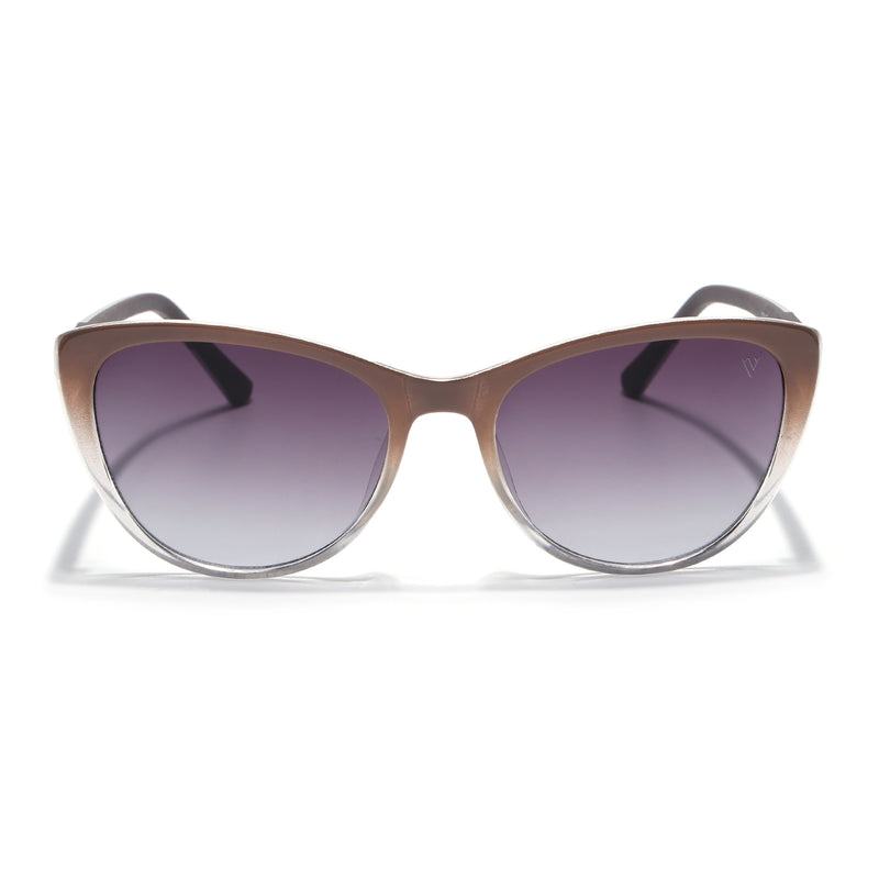 Cateye Sunglasses for Women (Grey & Clear Lens | Light Brown Frame - MG7168)