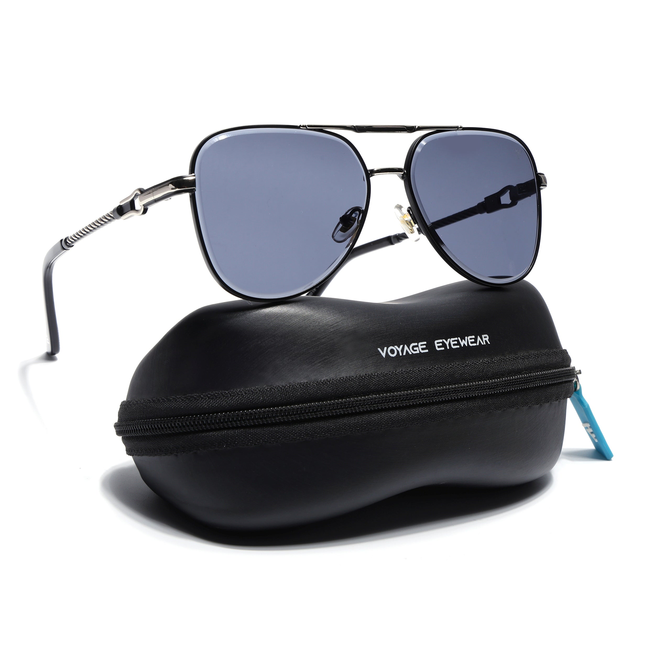 Aviator Sunglasses for Men & Women (Grey Lens | Black Frame - MG7255)
