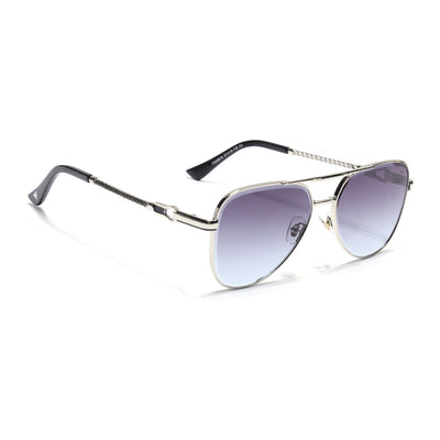 Rafale | Silver Aviator Sunglasses  | Blue & Clear Lens - MG7256