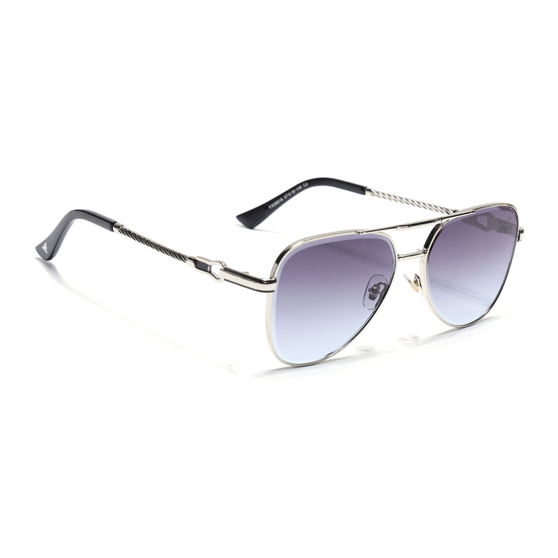 Rafale | Silver Aviator Sunglasses  | Blue & Clear Lens - MG7256