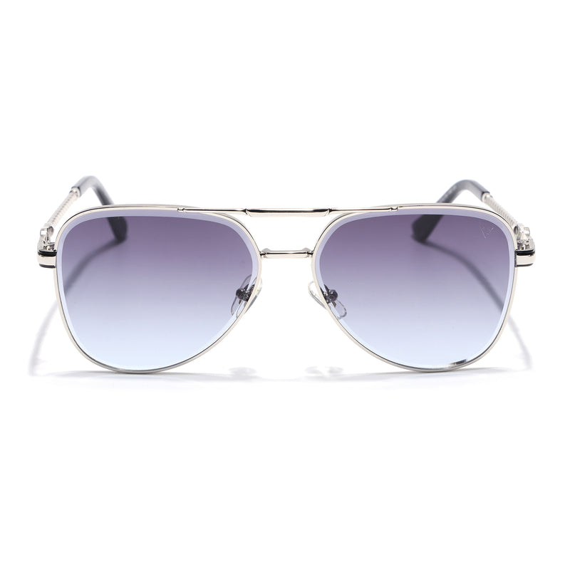 Rafale | Silver Aviator Sunglasses  | Blue & Clear Lens - MG7256