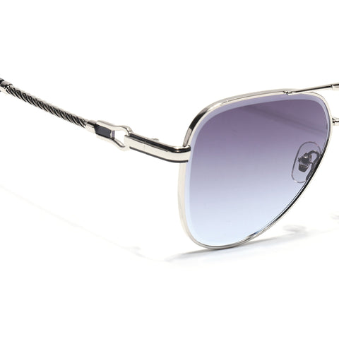 Rafale | Silver Aviator Sunglasses  | Blue & Clear Lens - MG7256