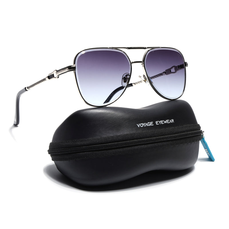 Rafale | Silver Aviator Sunglasses  | Blue & Clear Lens - MG7256
