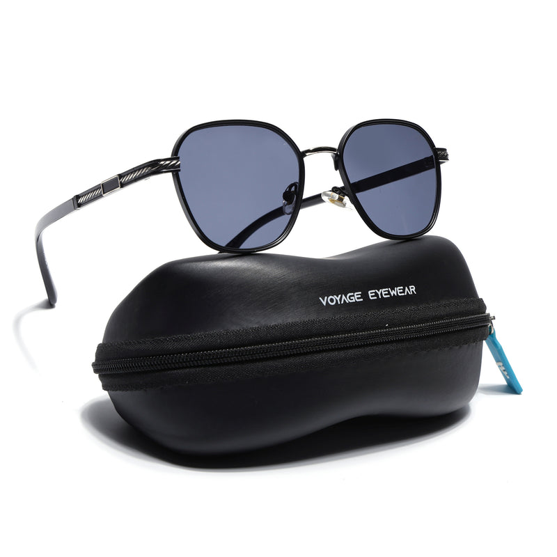 Square Sunglasses for Men & Women (Grey Lens | Black Frame - MG7258)