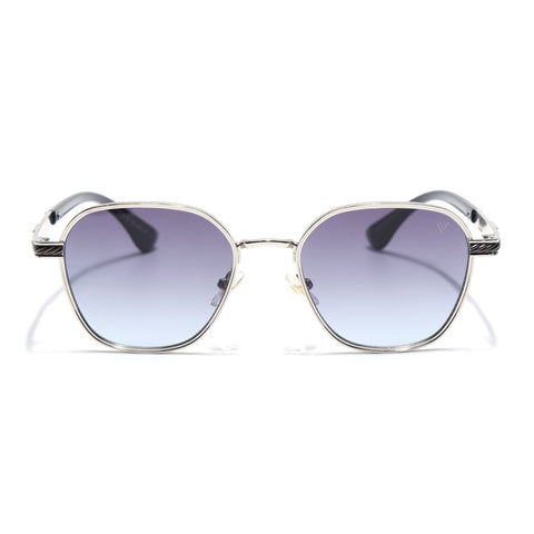 Square Sunglasses for Men & Women (Blue & Clear Lens | Silver Frame - MG7259)
