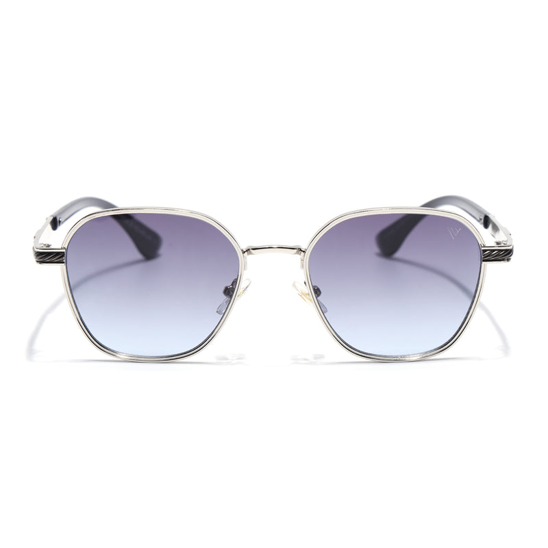 Square Sunglasses for Men & Women (Blue & Clear Lens | Silver Frame - MG7259)