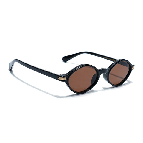 Remi | Black Oval Sunglasses | Brown Lens  - MG7752