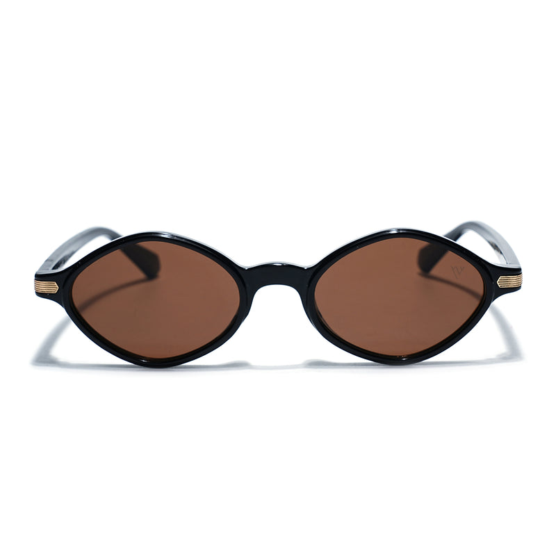 Remi | Black Oval Sunglasses | Brown Lens  - MG7752