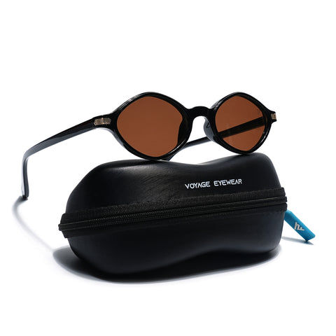 Remi | Black Oval Sunglasses | Brown Lens  - MG7752
