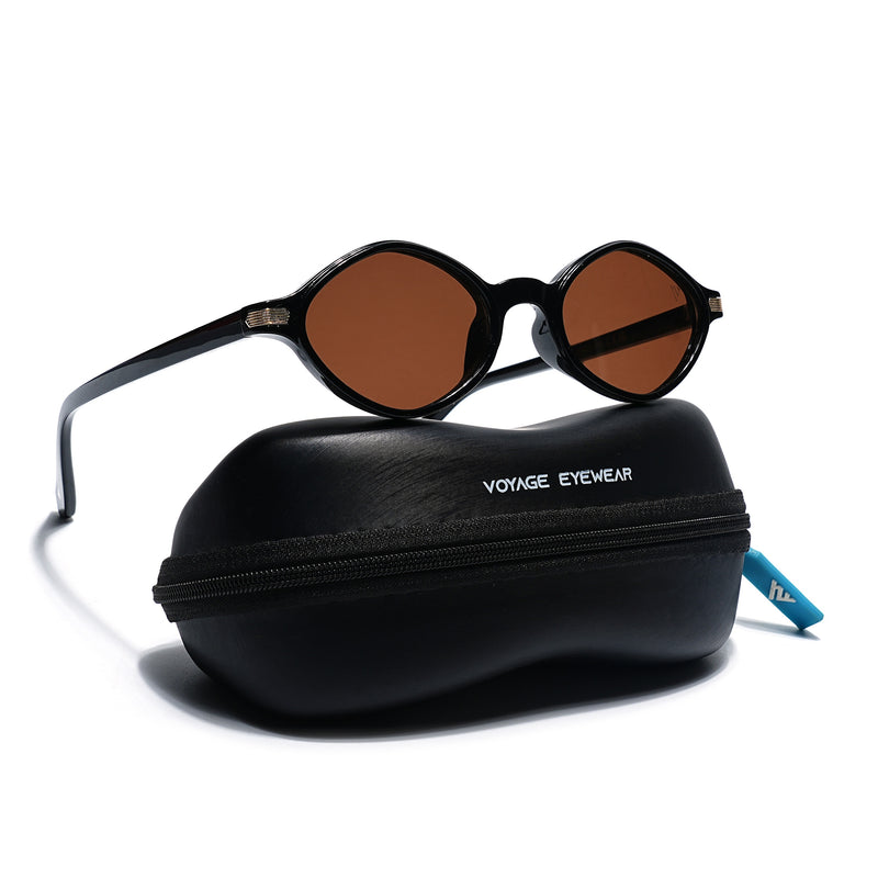 Remi | Black Oval Sunglasses | Brown Lens  - MG7752