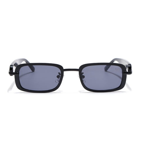 Rectangle Sunglasses for Men & Women (Grey Lens | Black Frame - MG7616)