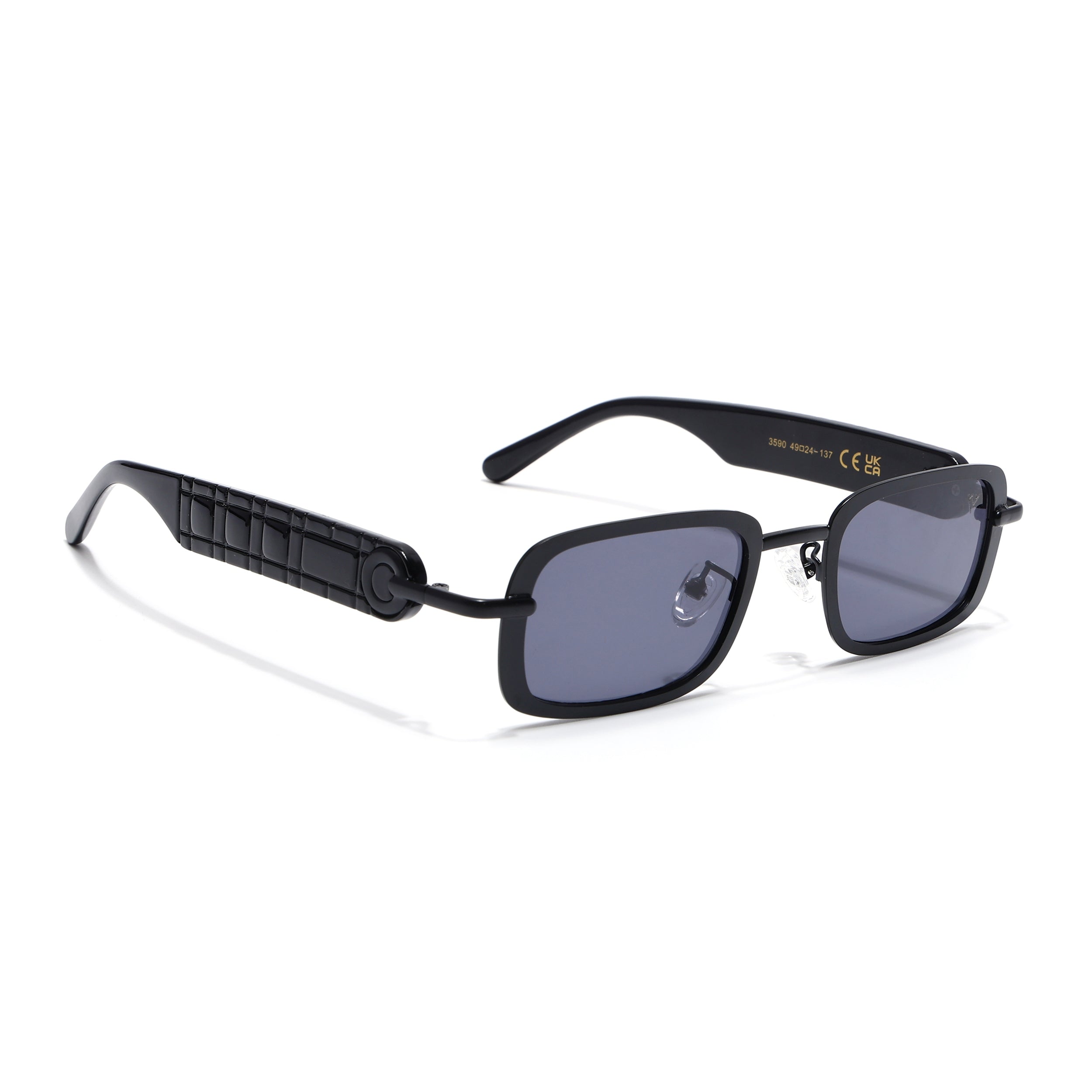 Rectangle Sunglasses for Men & Women (Grey Lens | Black Frame - MG7616)
