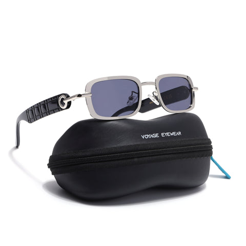 Rectangle Sunglasses for Men & Women (Grey Lens | Silver Frame - MG7617)
