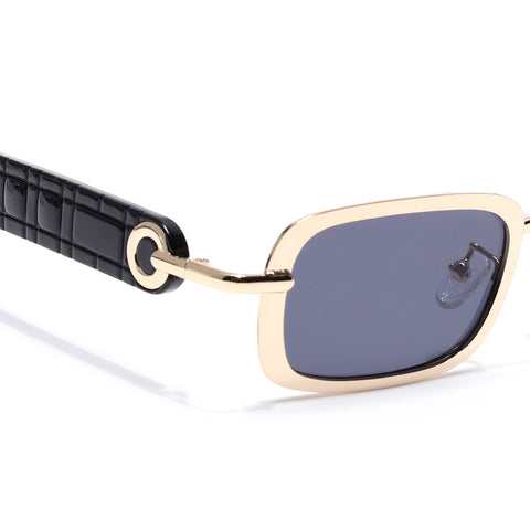 Rectangle Sunglasses for Men & Women (Grey Lens | Golden Frame - MG7618)