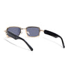 Rectangle Sunglasses for Men & Women (Grey Lens | Golden Frame - MG7618)