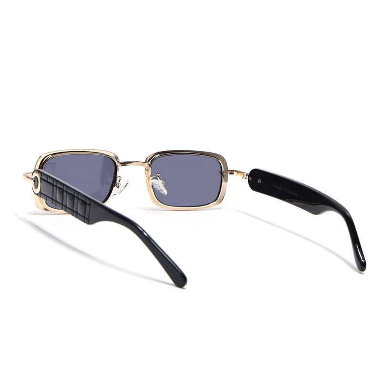 Rectangle Sunglasses for Men & Women (Grey Lens | Golden Frame - MG7618)