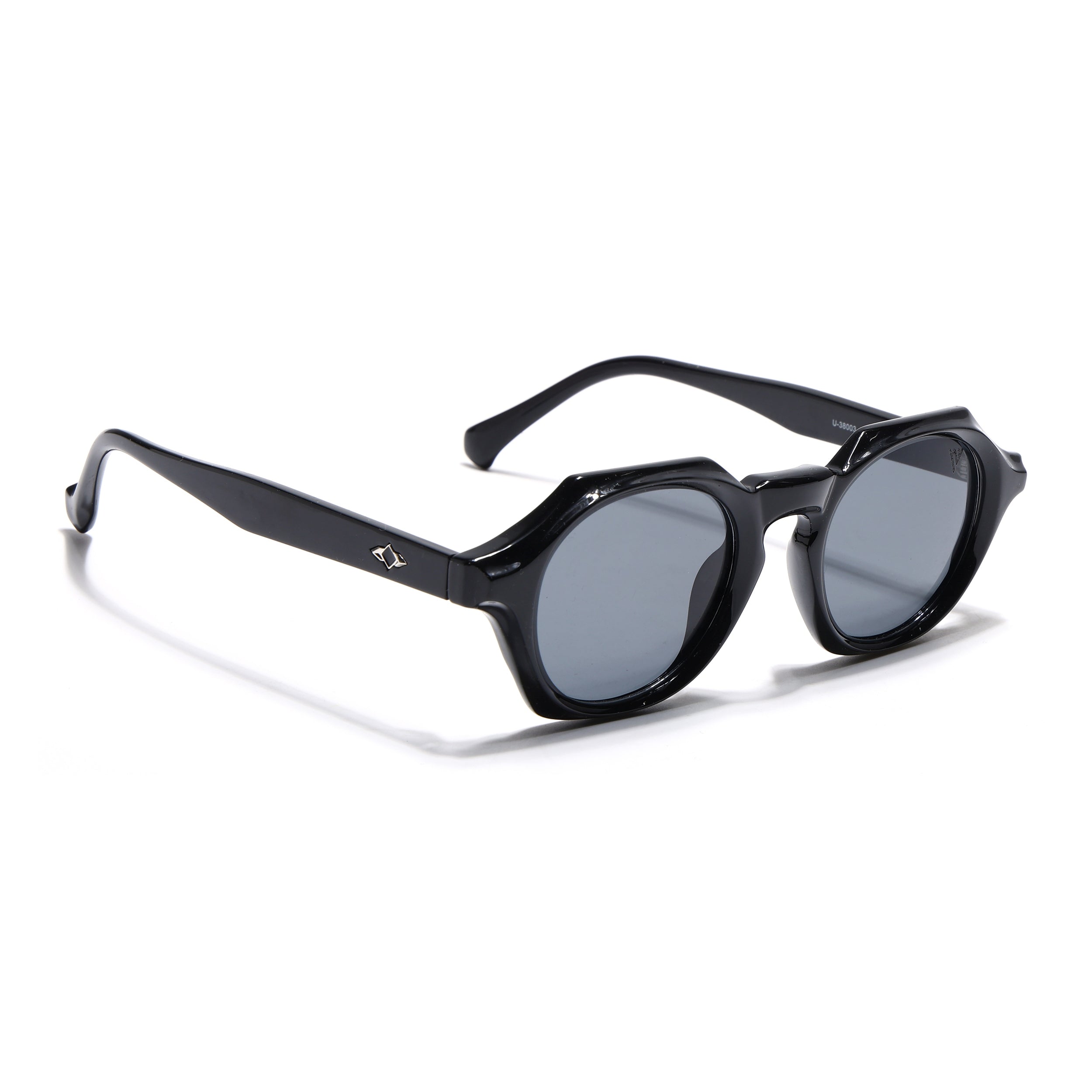 Hexagonal Sunglasses for Men & Women (Black Lens | Black Frame - MG7673)