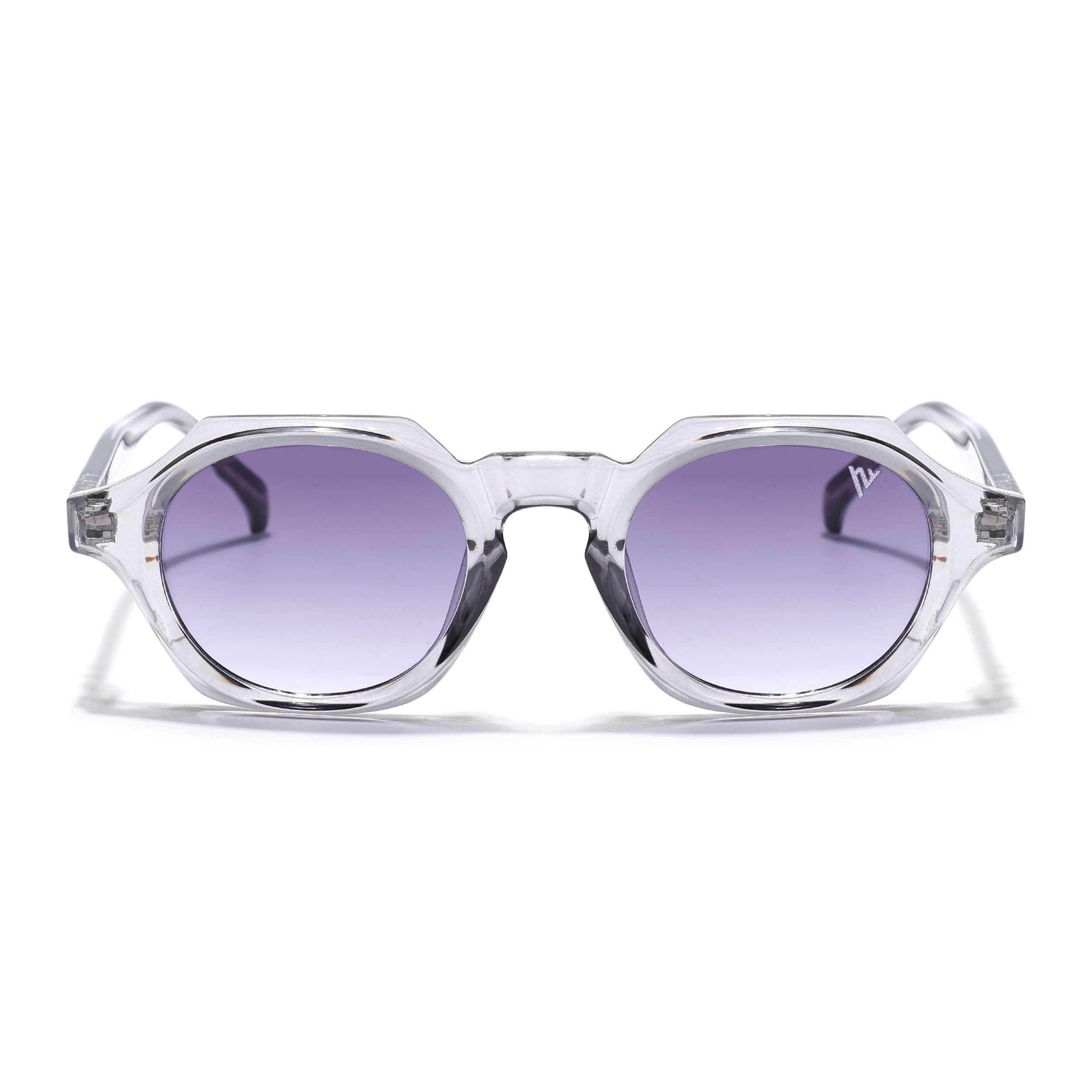 Hexagonal Sunglasses for Men & Women (Grey & Clear Lens | Transparent Grey Frame - MG7674)
