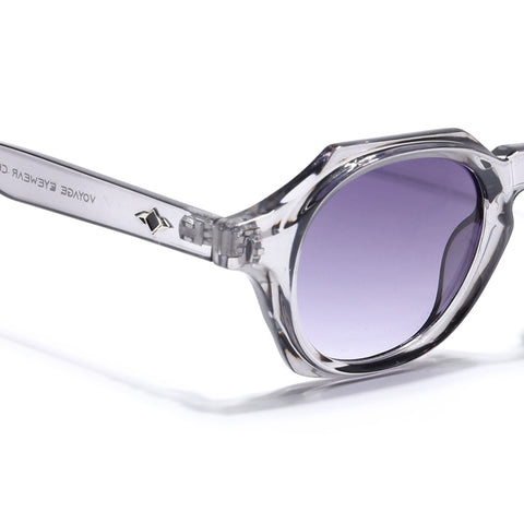 Hexagonal Sunglasses for Men & Women (Grey & Clear Lens | Transparent Grey Frame - MG7674)