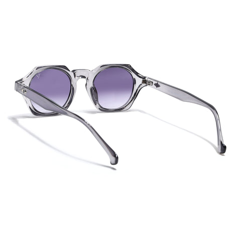 Hexagonal Sunglasses for Men & Women (Grey & Clear Lens | Transparent Grey Frame - MG7674)