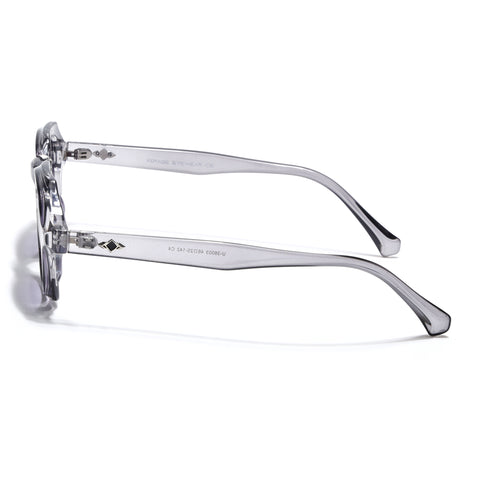 Hexagonal Sunglasses for Men & Women (Grey & Clear Lens | Transparent Grey Frame - MG7674)