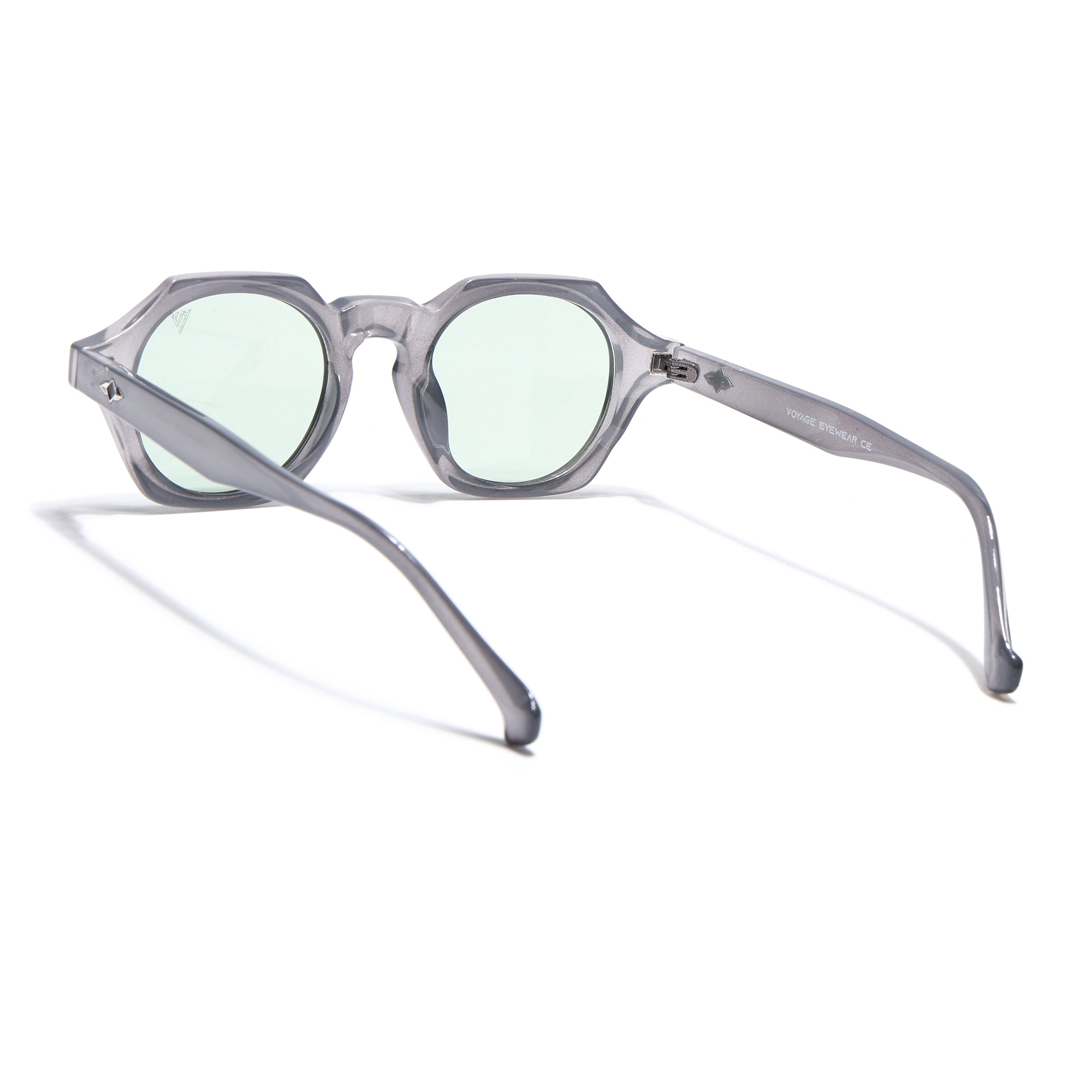 Hexagonal Sunglasses for Men & Women (Sea Green Lens | Grey Frame - MG7675)