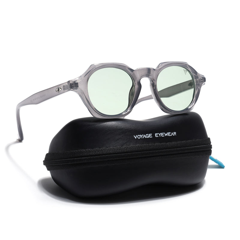 Hexagonal Sunglasses for Men & Women (Sea Green Lens | Grey Frame - MG7675)