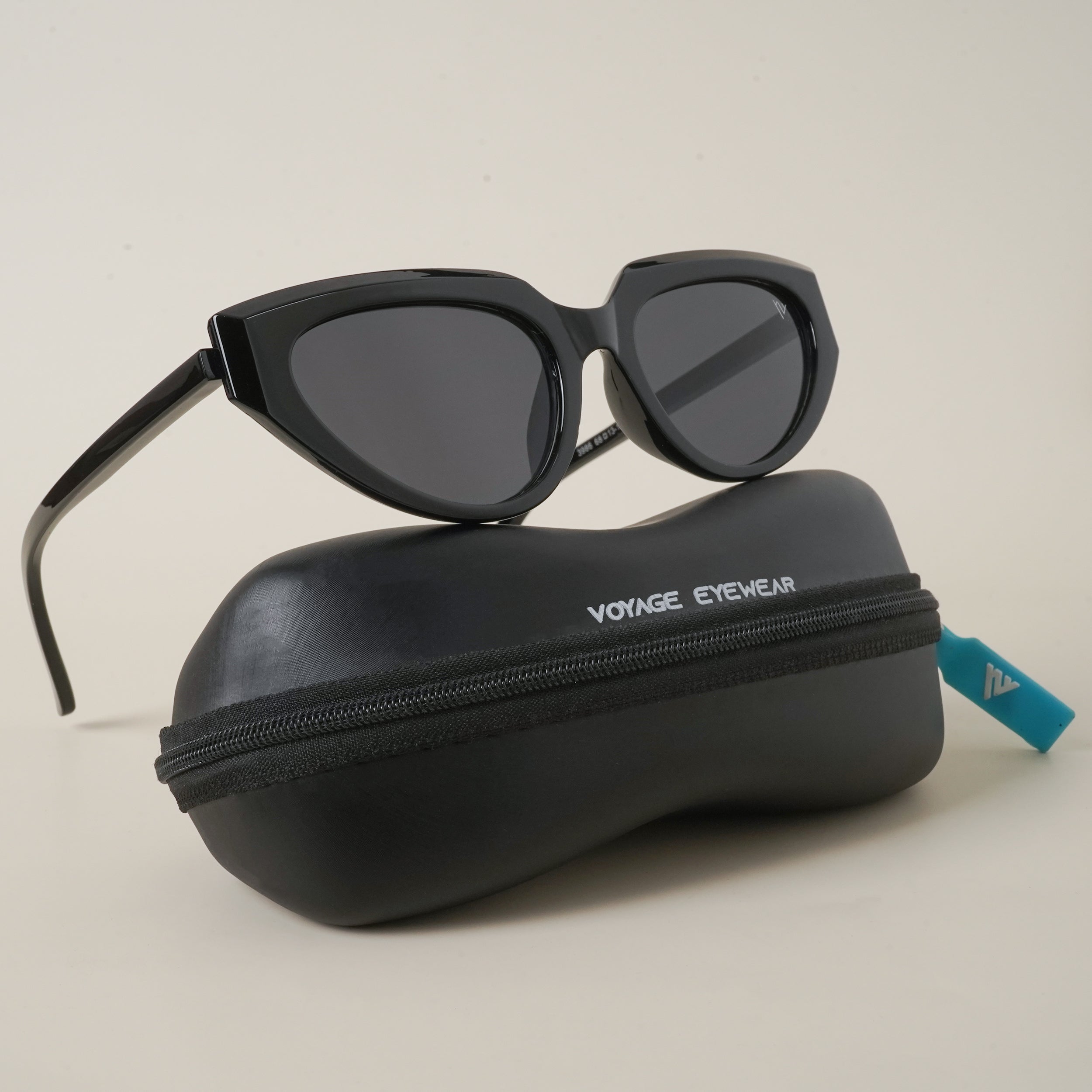 Voyage Black Oval UV Protection Sunglasses for Women - MG4081