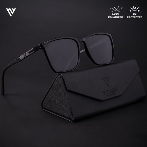 Shine Black Polarized Wayfarer Sunglasses (TR8077PMG4484)