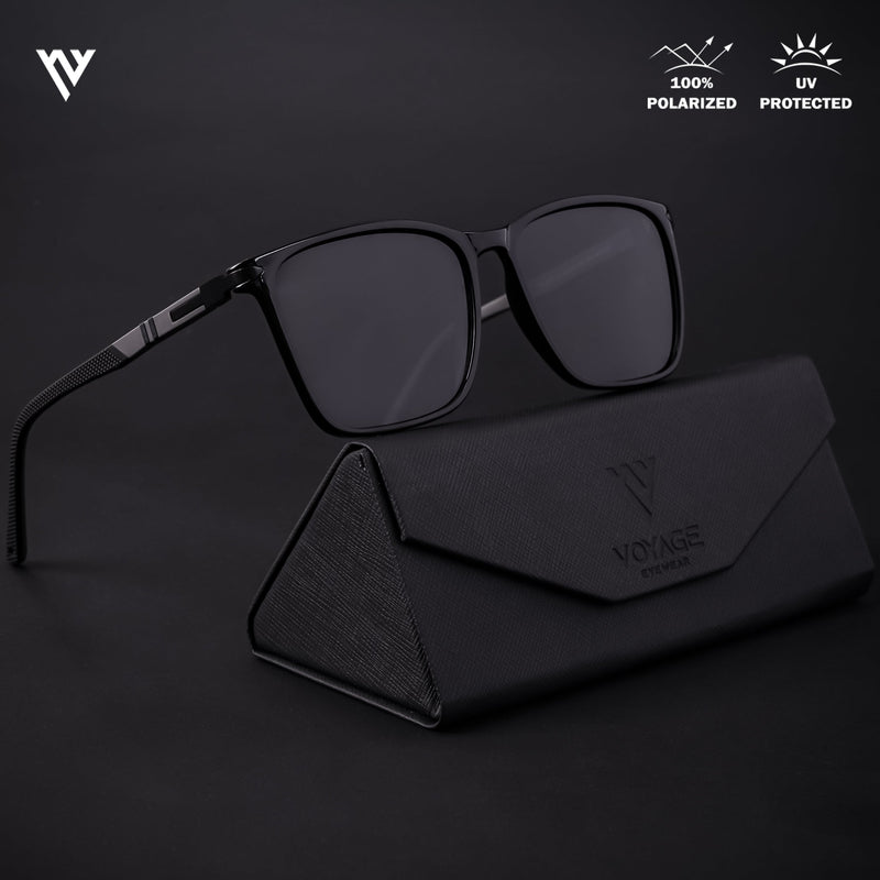 Shine Black Polarized Wayfarer Sunglasses (TR8077PMG4484)