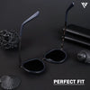 Grey & Navy Blue Polarized Round Sunglasses - PMG4312