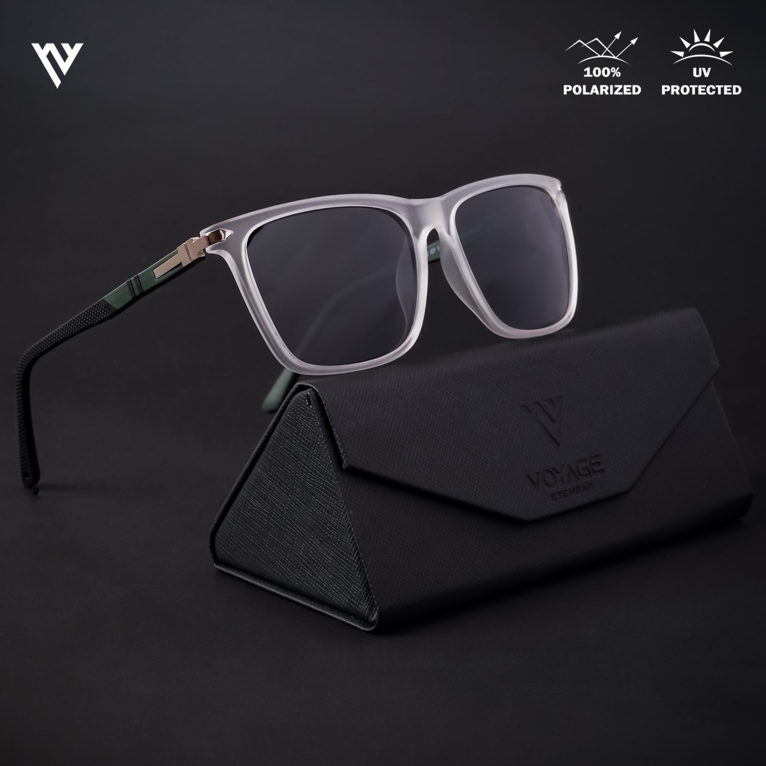 Voyage Exclusive Transparent Polarized Wayfarer Sunglasses for Men & Women - PMG4491