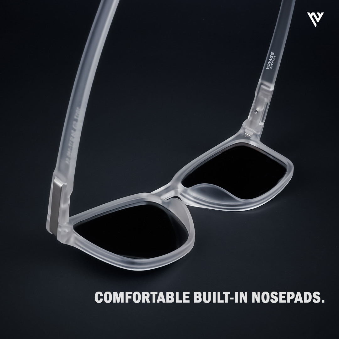 Aegis | Black & Transparent Polarized Wayfarer Sunglasses - PMG3975