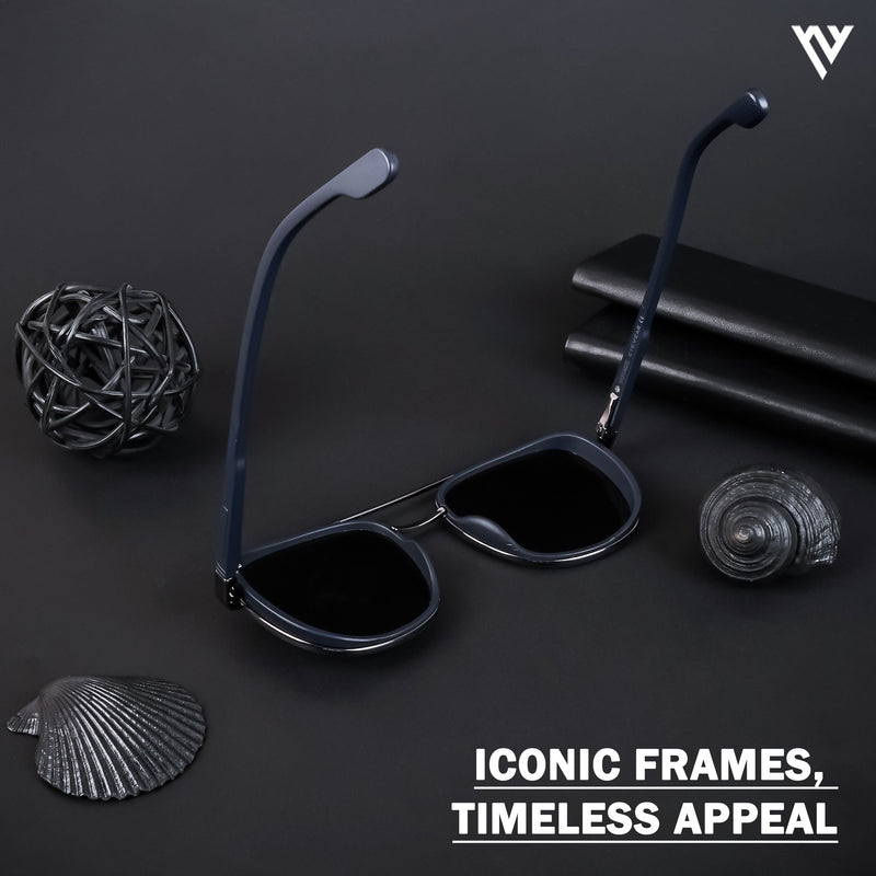 Photon | Grey & Navy Blue Polarized Wayfarer Sunglasses - PMG4441