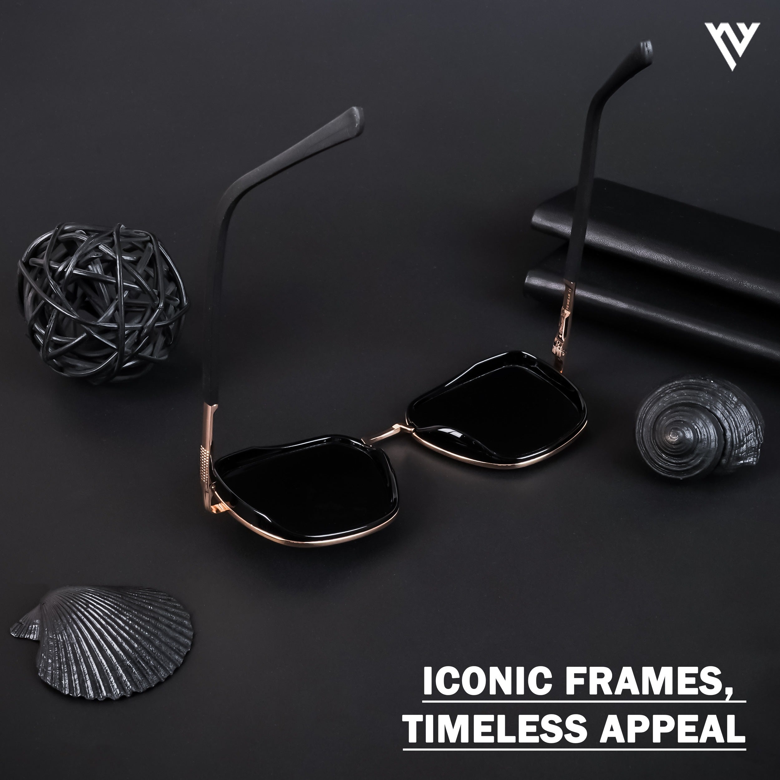 Voyage Exclusive Golden & Black Polarized Square Sunglasses for Men & Women (TR8007PMG4434)