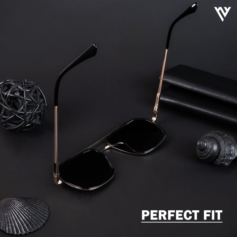 Wayfarer Golden & Shine Black Polarized Sunglasses - PMG4314