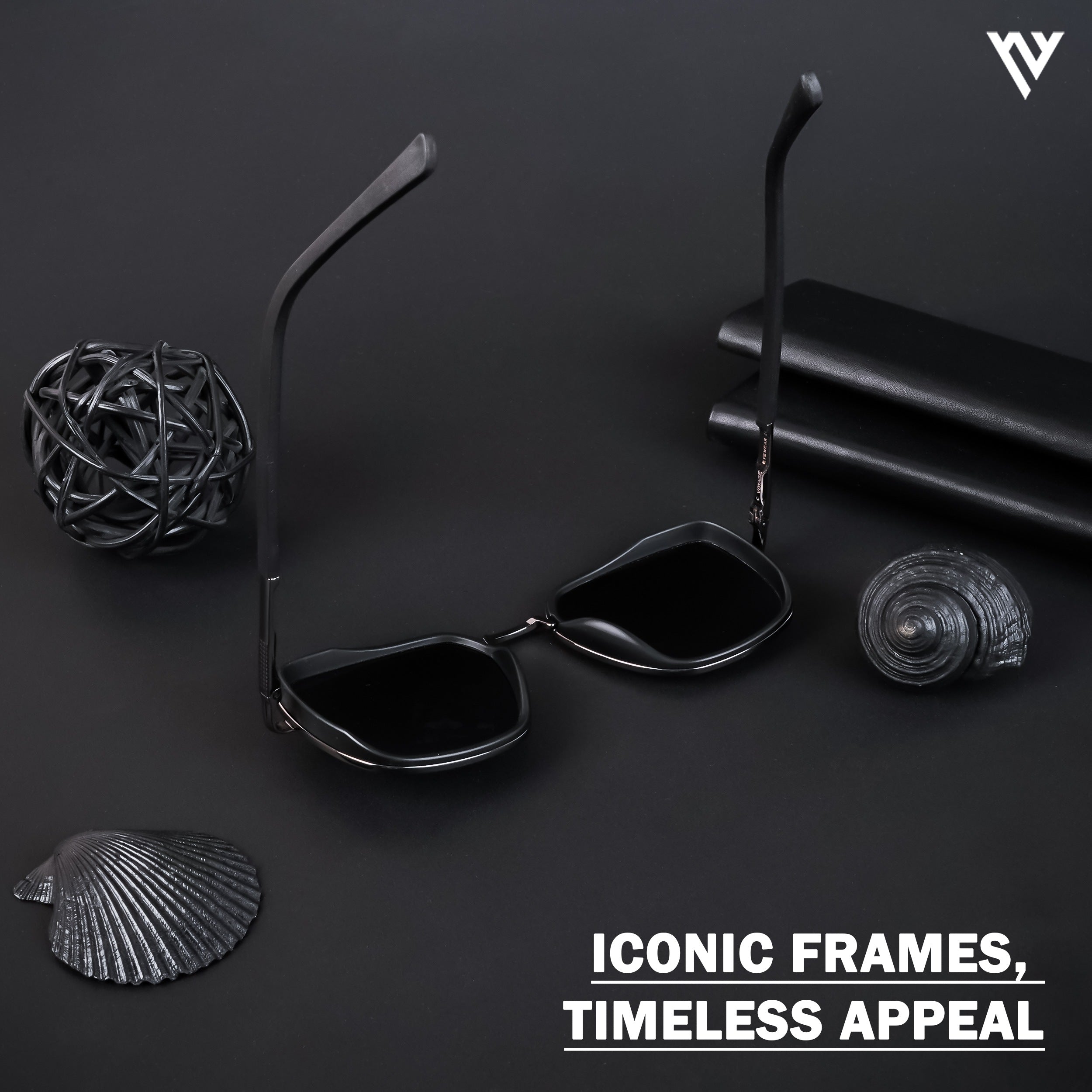 Voyage Exclusive Grey & Black Polarized Square Sunglasses for Men & Women (TR8007PMG4436)