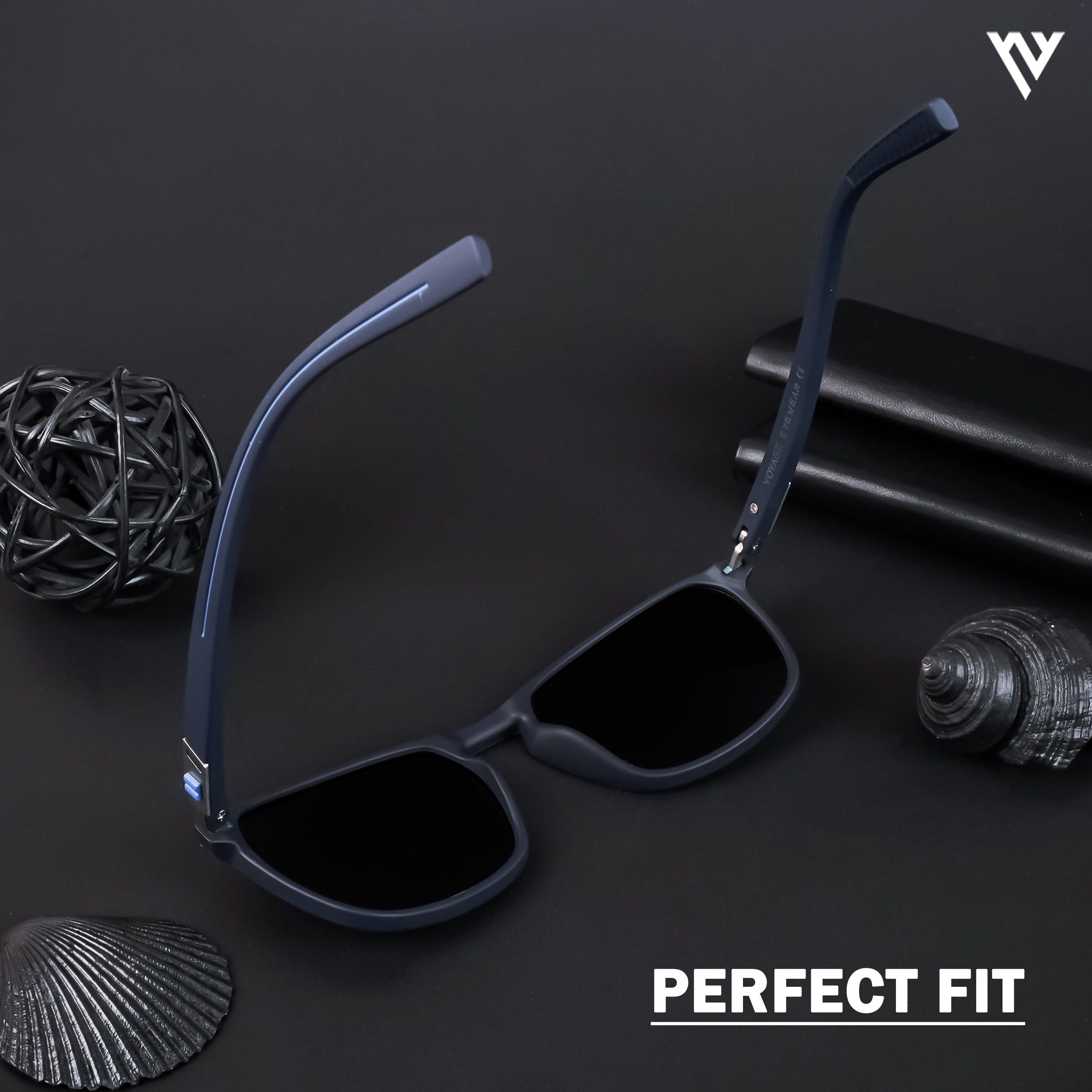 Voyage Exclusive Navy Blue Polarized Wayfarer Sunglasses for Men & Women (78077PMG4305)