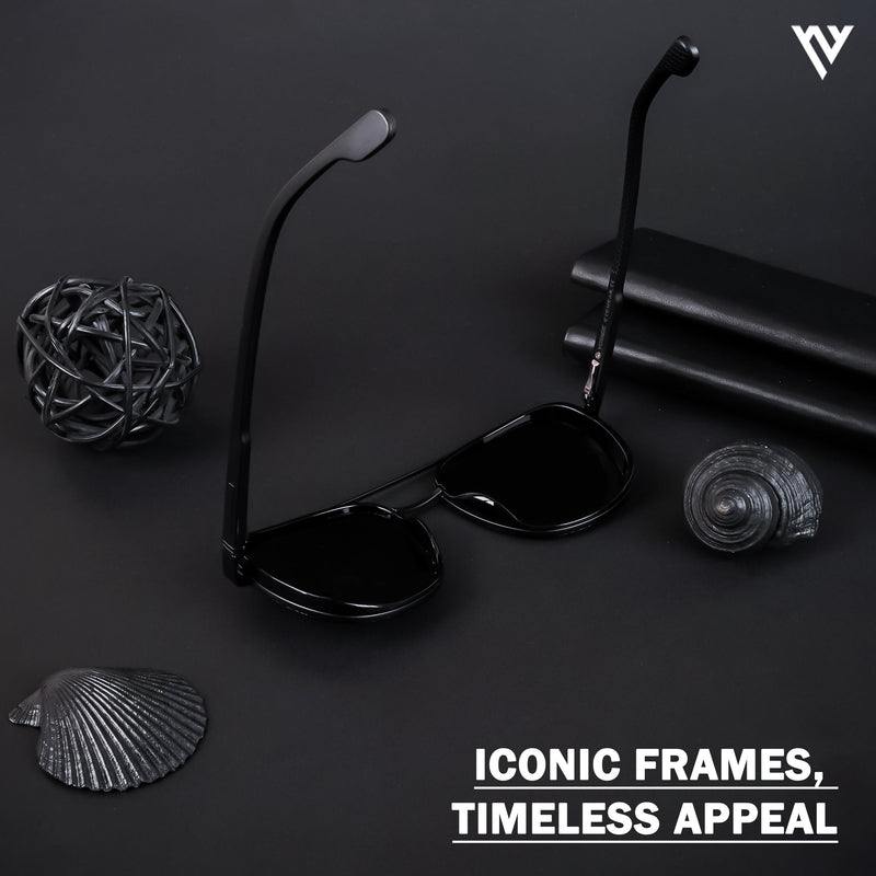 Photon | Shine Black Polarized Wayfarer Sunglasses (TR8023PMG4438)