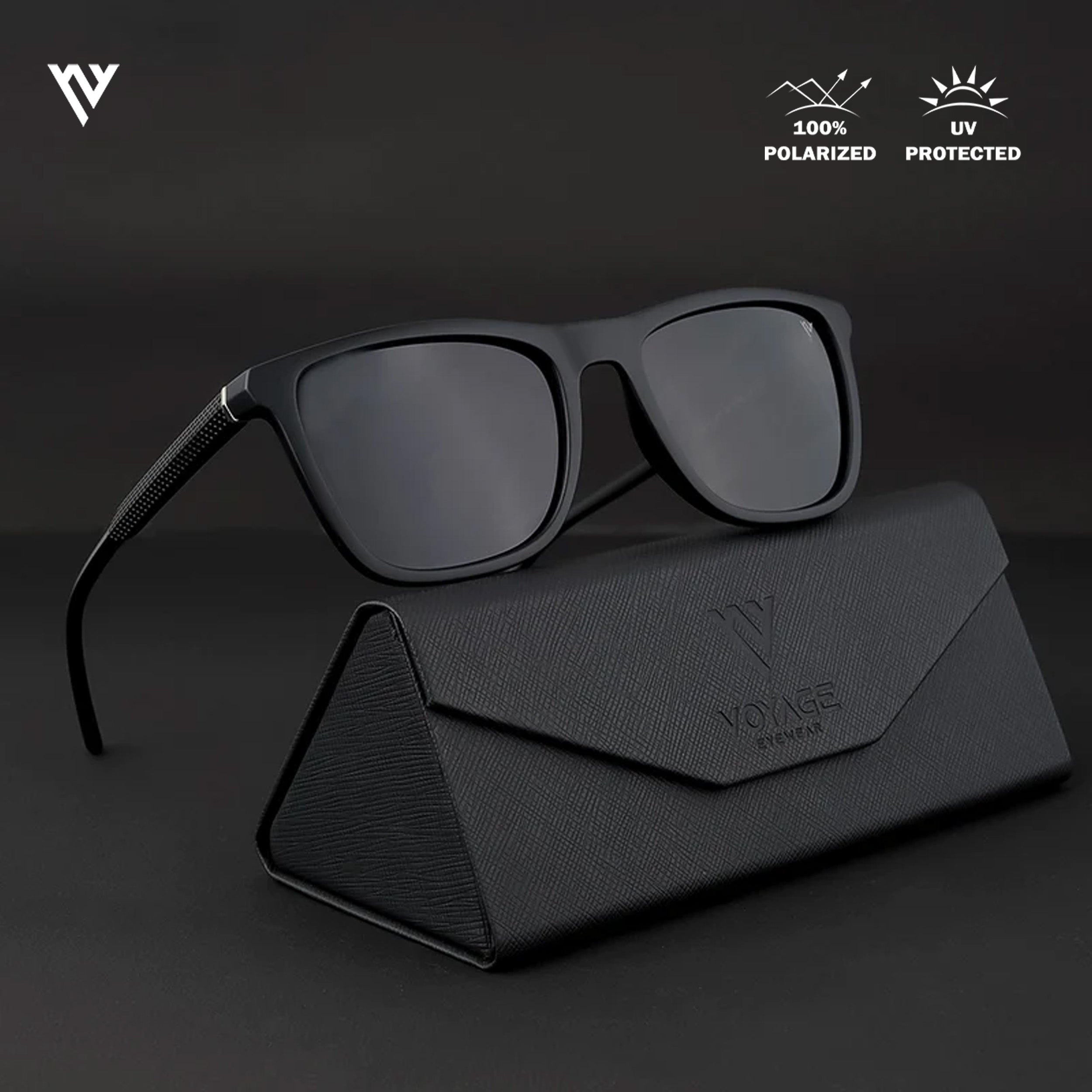 Matt Black Polarized Wayfarer Sunglasses - PMG3967