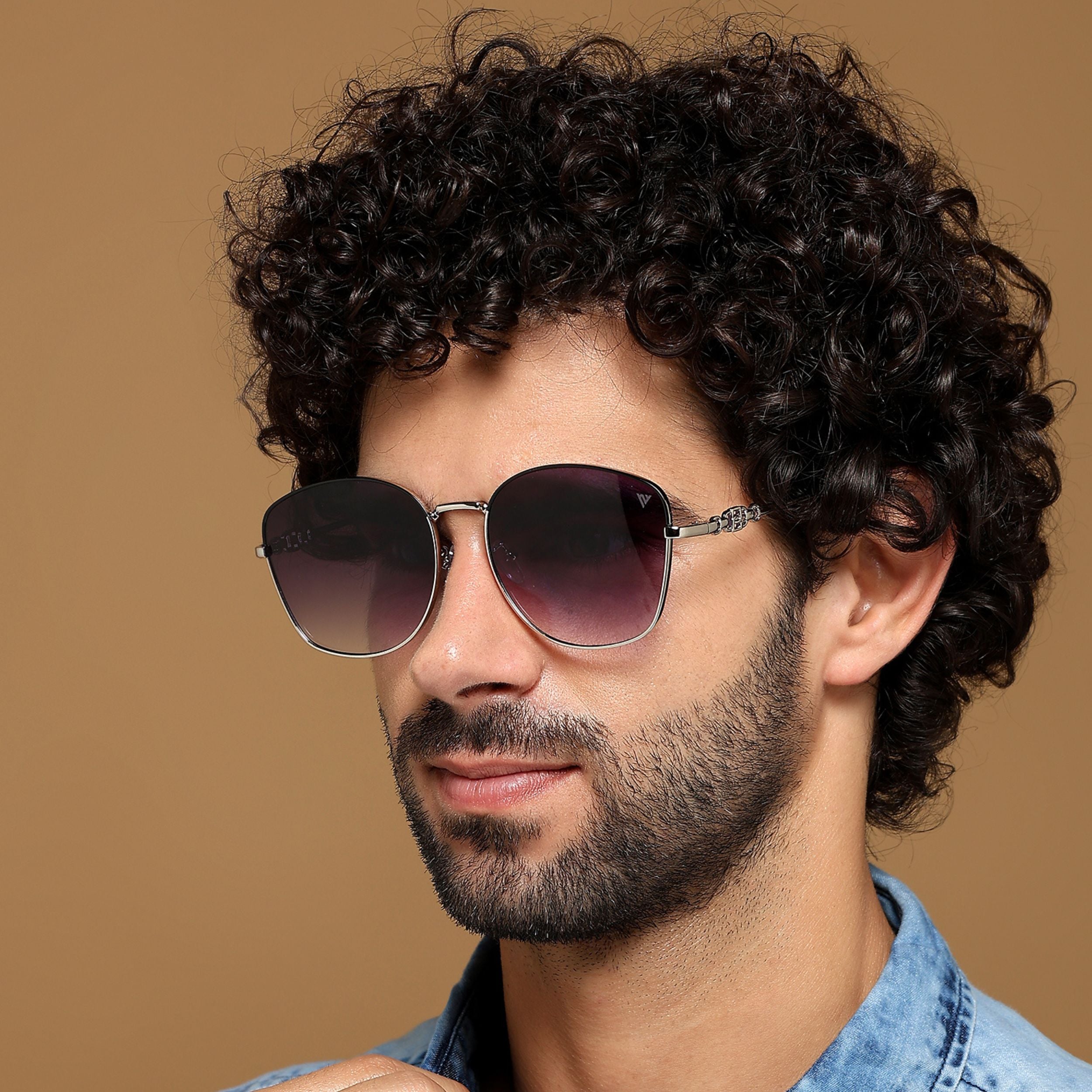 Oversize Sunglasses (Grey & Clear Lens | Silver Frame - MG6034)