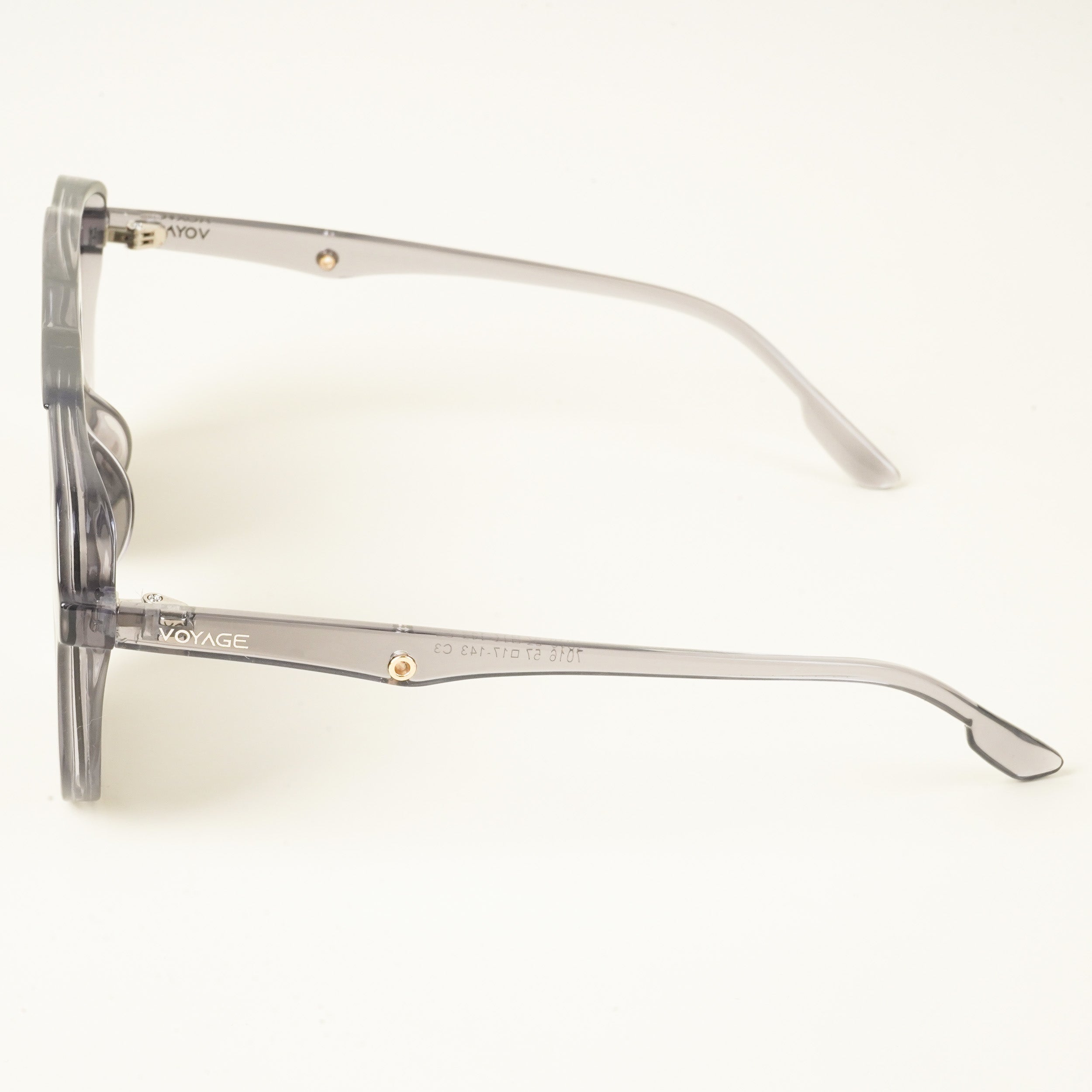 Voyage Wayfarer Polarized Sunglasses for Men & Women (Black Lens | Transparent Grey Frame - PMG5002)