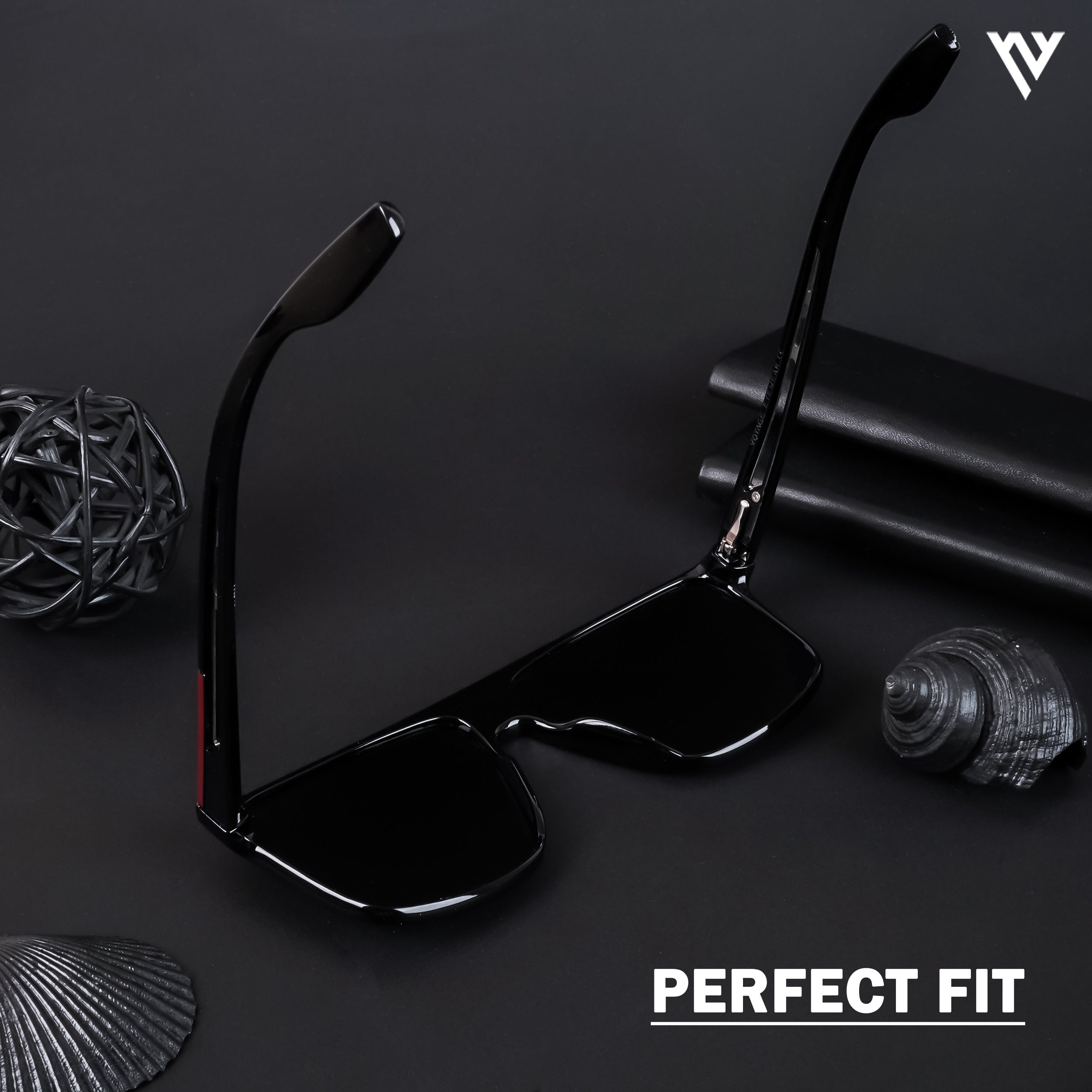Voyage Exclusive Shine Black Polarized Wayfarer Sunglasses for Men & Women (TR8100PMG4307)