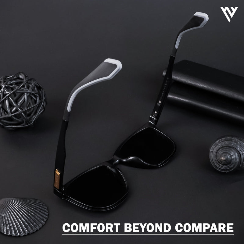 Active Matte Black Polarized Wayfarer Sunglasses - PMG4465