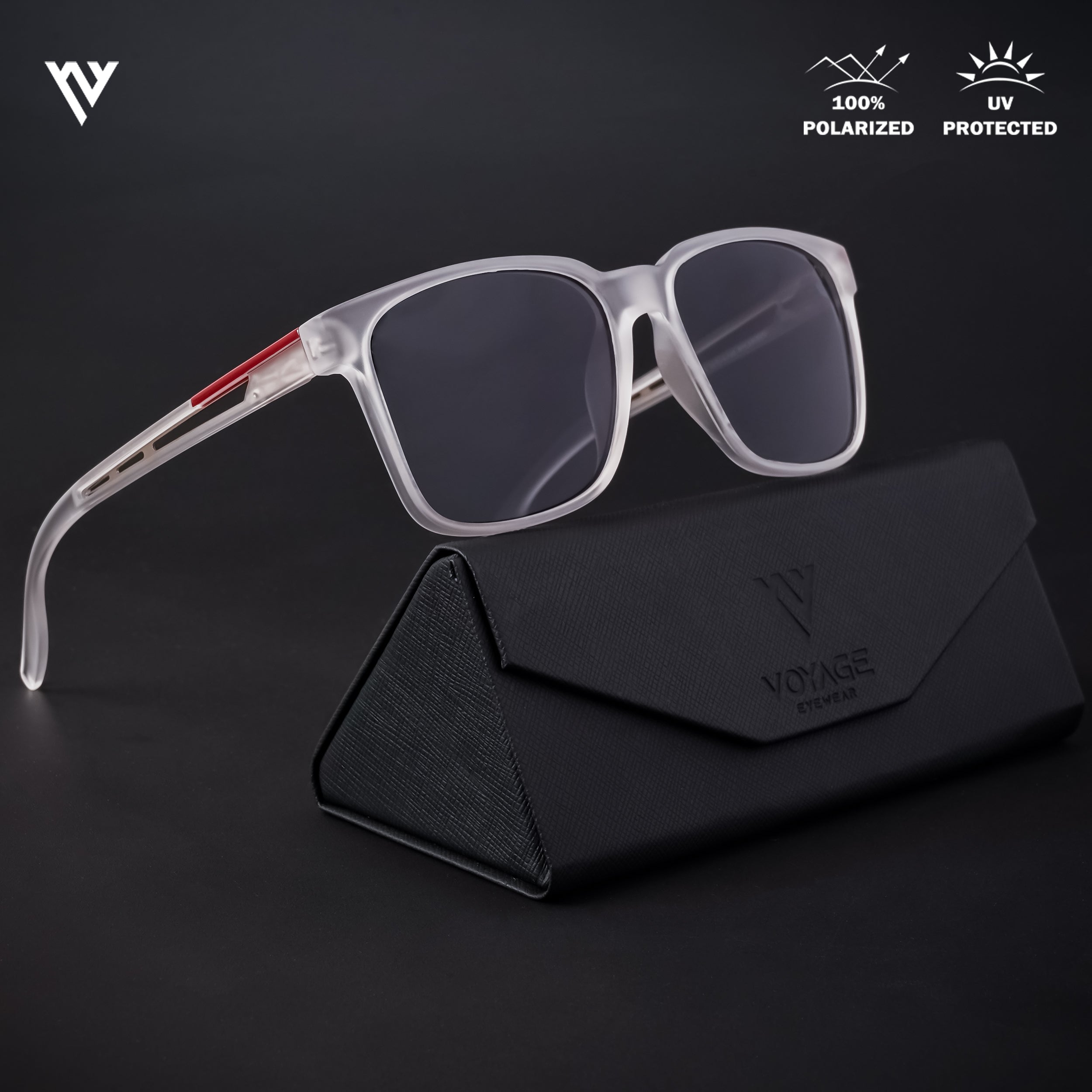Voyage Exclusive Transparent Polarized Wayfarer Sunglasses for Men & Women - PMG4488
