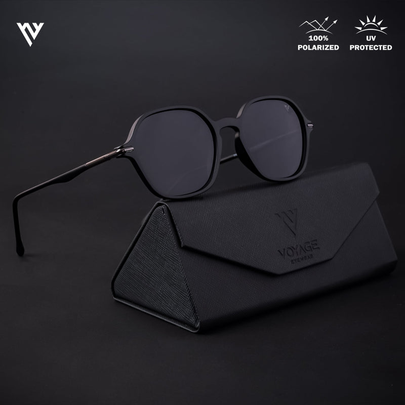 Matt Black Polarized Round Sunglasses (TR8071PMG4495)