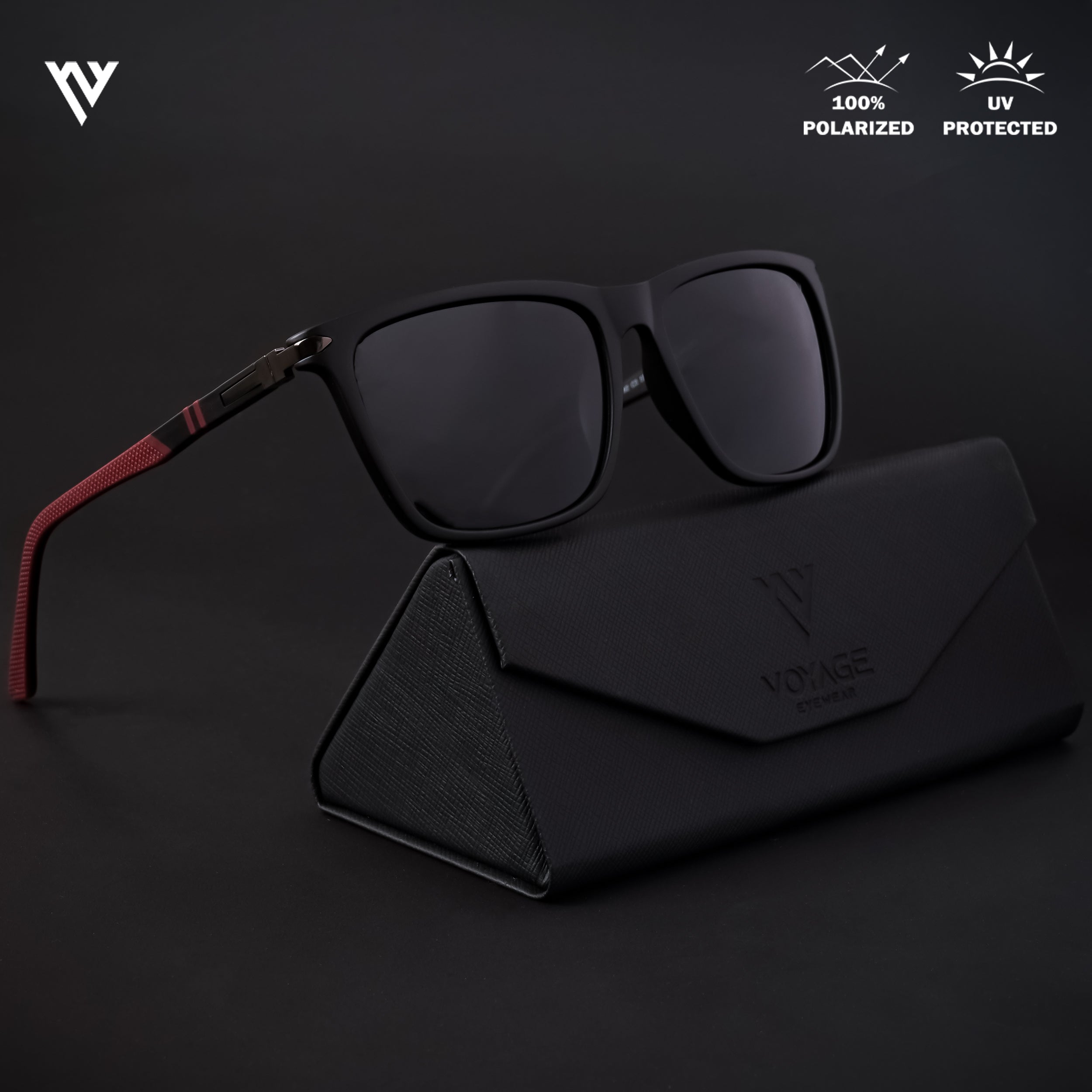 Voyage Exclusive Matt Black Polarized Wayfarer Sunglasses for Men & Women - PMG4492