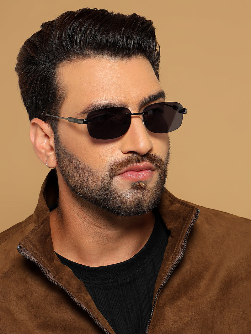 Sheer | Black Rimless Sunglasses | Grey Frame - MG7353