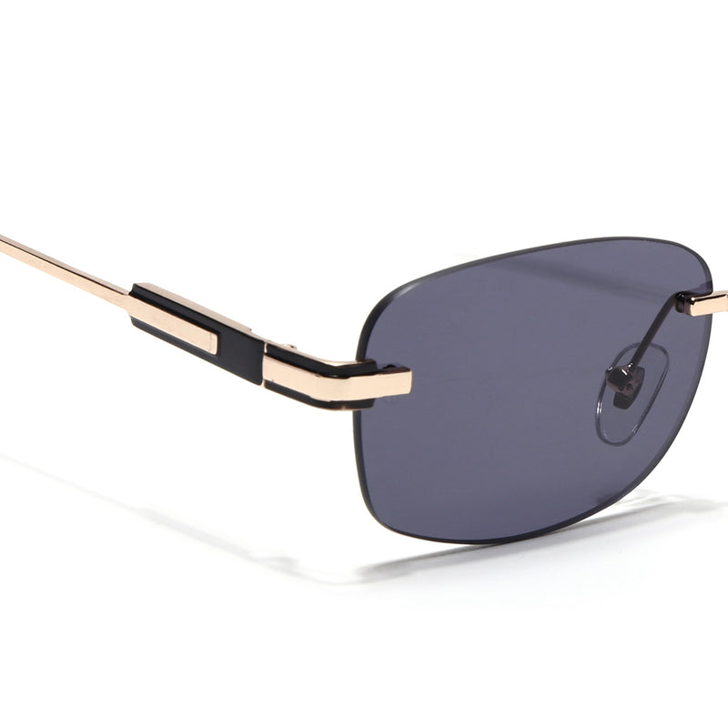 Sheer | Black Rimless Sunglasses | Golden Frame - MG7377