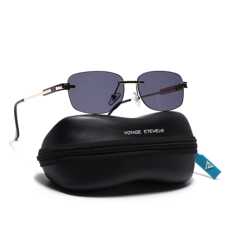 Sheer | Black Rimless Sunglasses | Golden Frame - MG7377